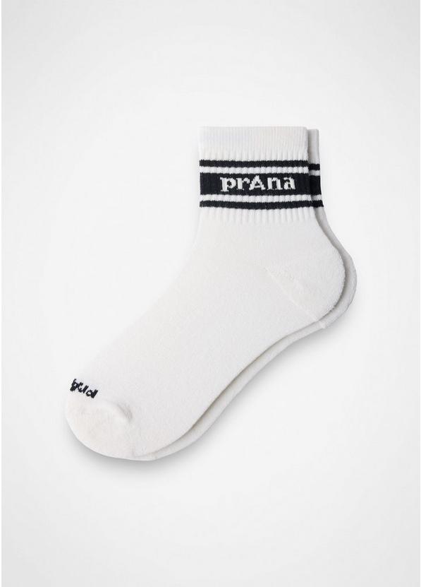 prAnaM Striped Half Crew Sock Soft White / Black